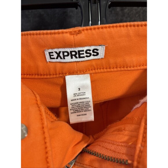 Express Jean Women's Orange Sz 2 Low Rise Flare 5 Pocket Casual Pants - Picture 4 of 9